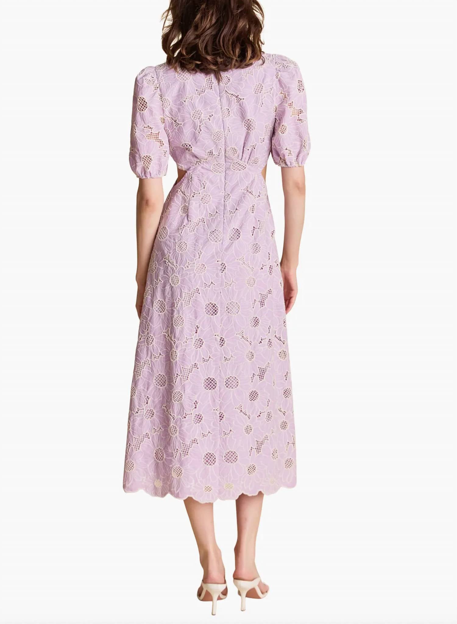 English Factory - Bloom Cut Out Scalloped Midi Dress