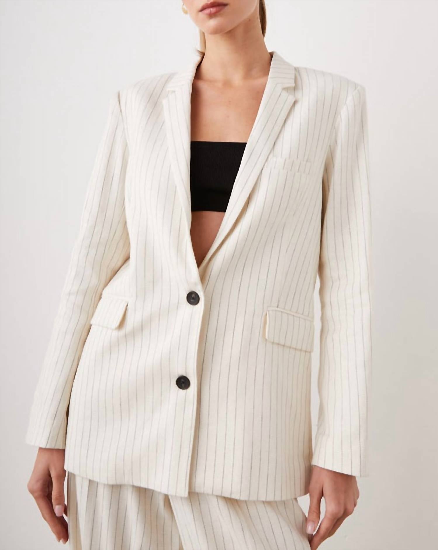 Rails Pin Stripe Stanton Blazer in ivory - women's jacket - alternate view
