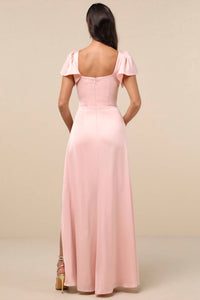Lulus Women's Ultimate Sweetness Flutter Sleeve Maxi Dress in light pink - women's dress - detail view