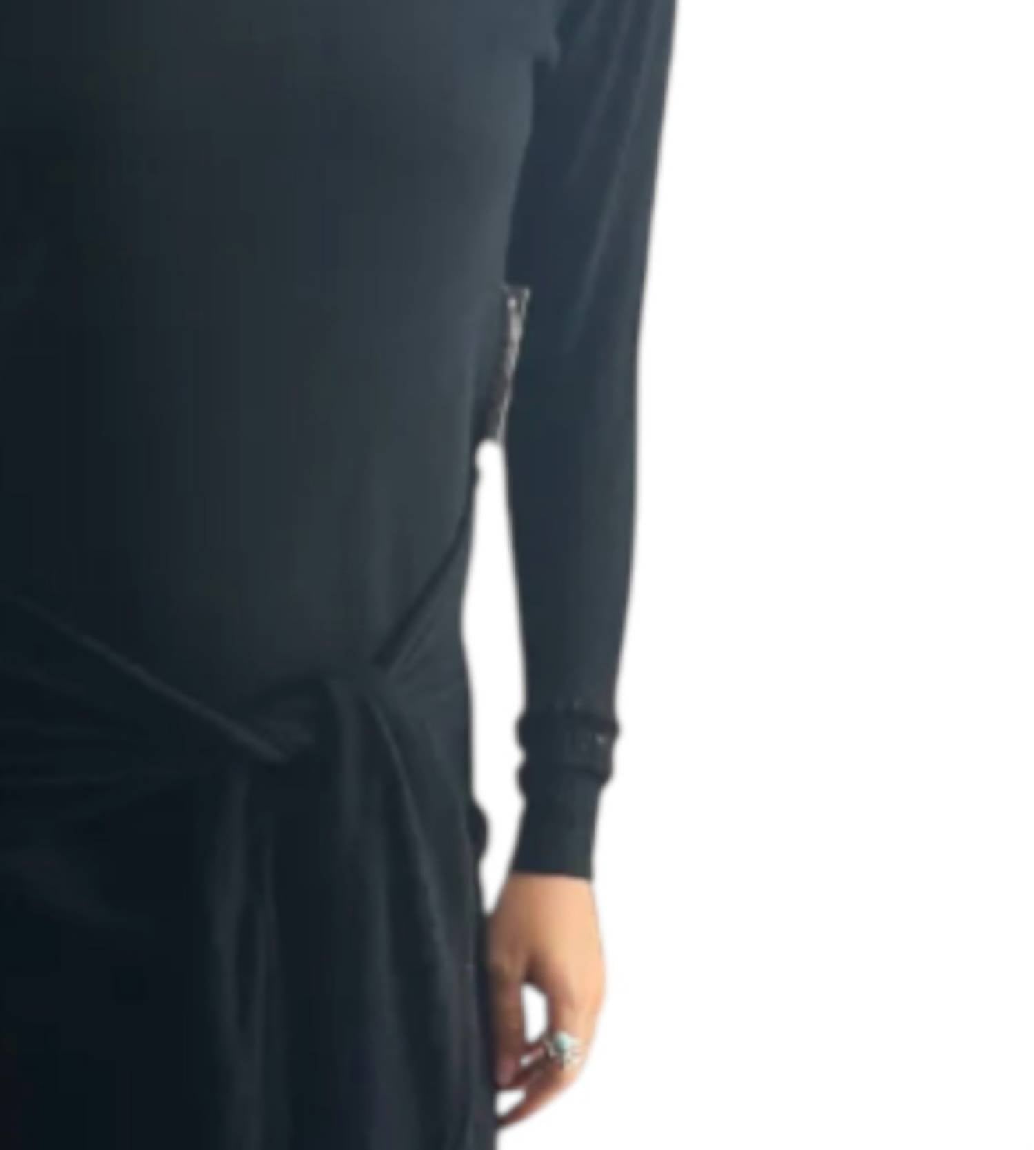 Theo The Label - Nomia Sheer Sleeve Draped Front Dress