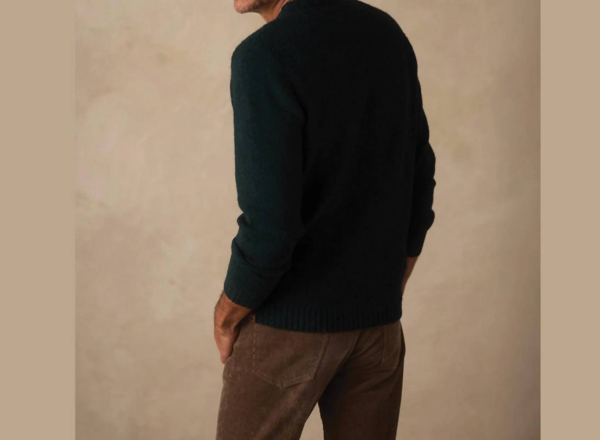 The Normal Brand Homebound Crewneck Sweater in dark sea - men's sweater - detail view
