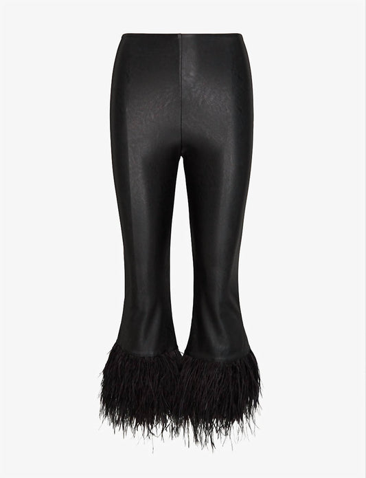 Women's Faux Leather Feather Crop Flare Legging