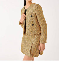 Lilly Pulitzer Rohana Jacket in gold metallic golden glow boucle - women's jacket - alternate view