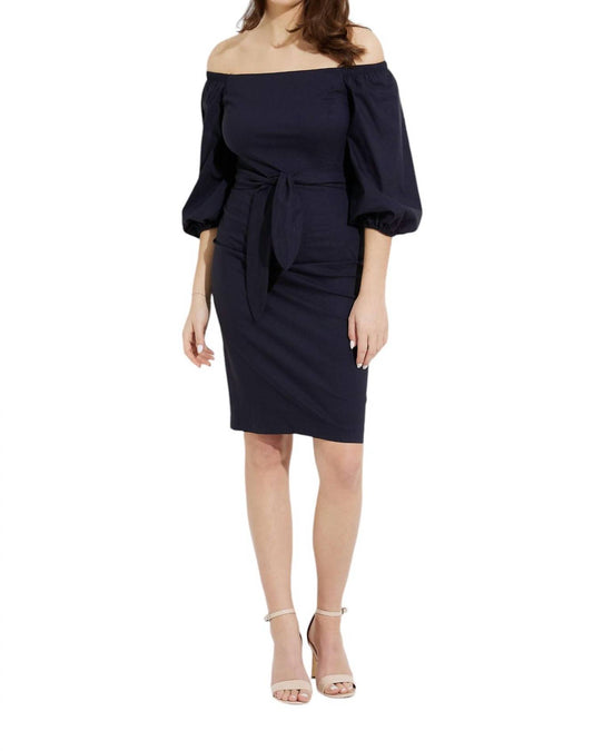 Joseph Ribkoff - OFF-SHOULDER BELTED SHEATH DRESS