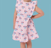 Rufflebutts - Girl's Patriotic Gingham Pinafore Dress