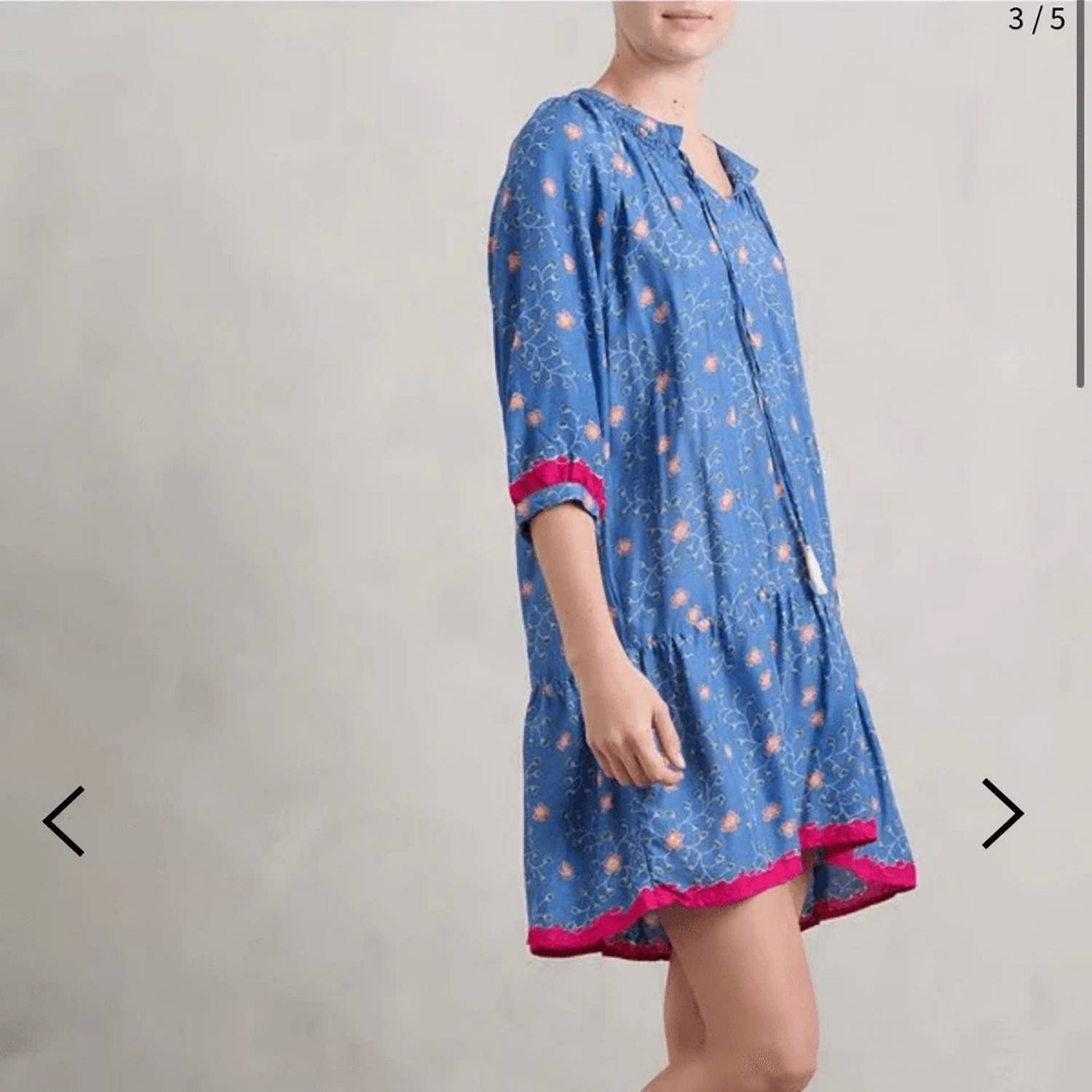 natalie martin Silk Floral Mini Dress in pink blue - women's dress - detail view
