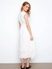 Charlie B - V-Neck Elastic Waist Dress With Ruffle Cap Sleeve