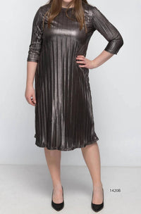 Kmw - Metallic Pleated A- Line Dress