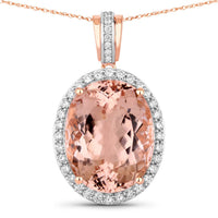 Diana M Jewels Women's Oval Natural Morganite Pendant Necklace (16.40 Ct) - Grand in 14k rose gold - women's jewelry