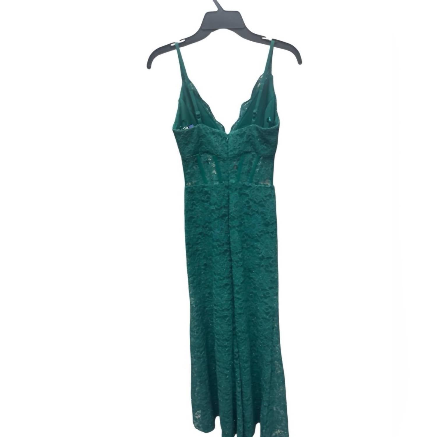 Morgan & Co. Lace Maxi Dress in teal - women's dress - alternate view