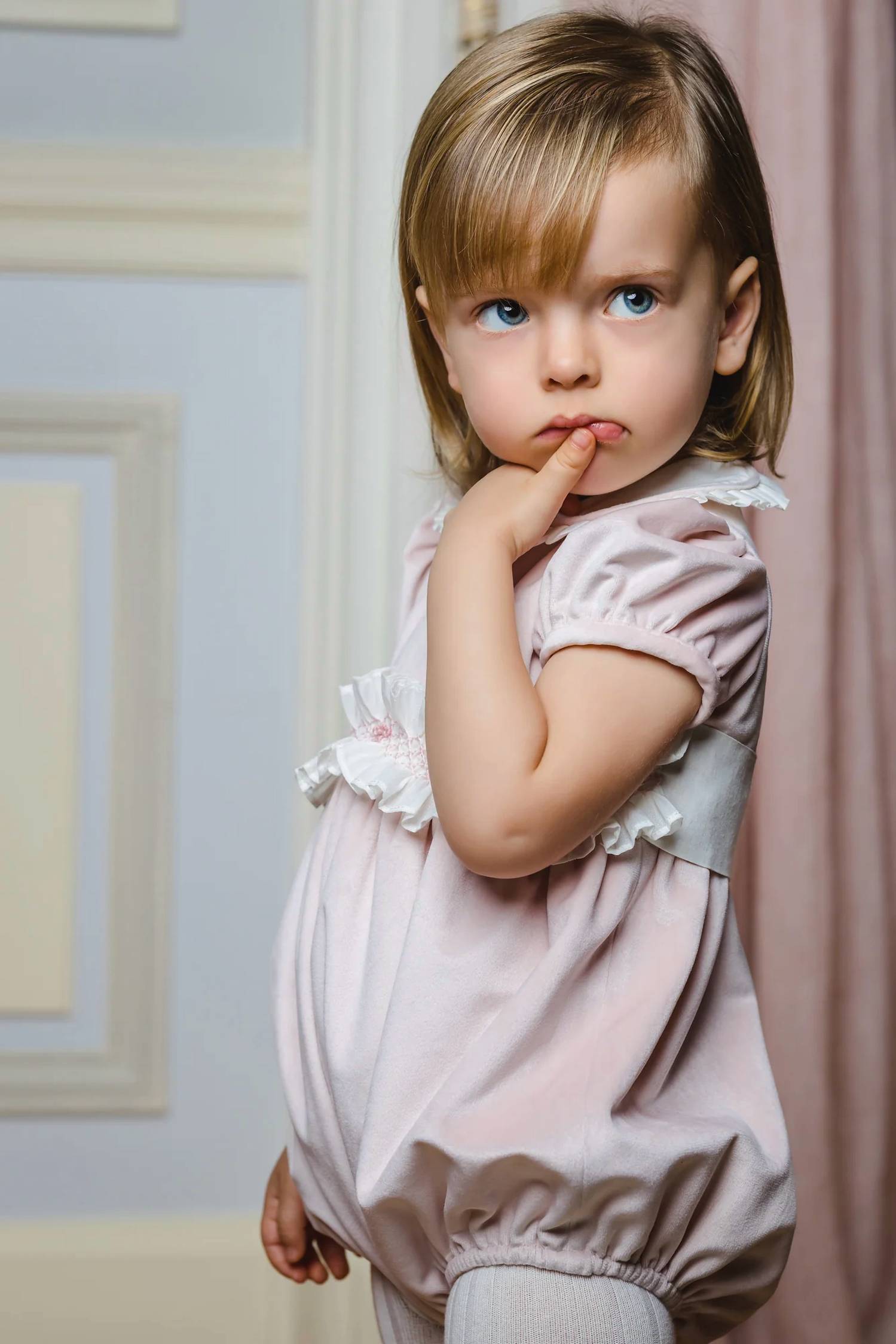 Sal & Pimenta - Girl's Velvet Bubble With Smocked Belt