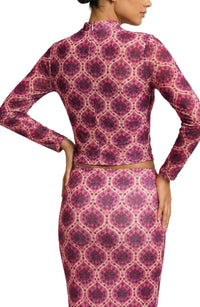 Area Stars Mara Fleur Top in burgundy - women's long sleeve top - view 5