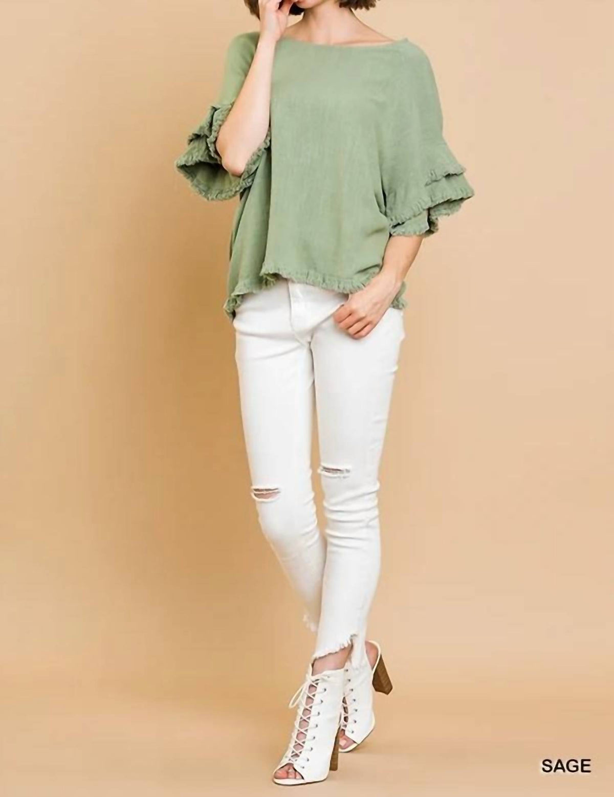 Umgee - Elizabeth Layered Ruffle Short Sleeve Top