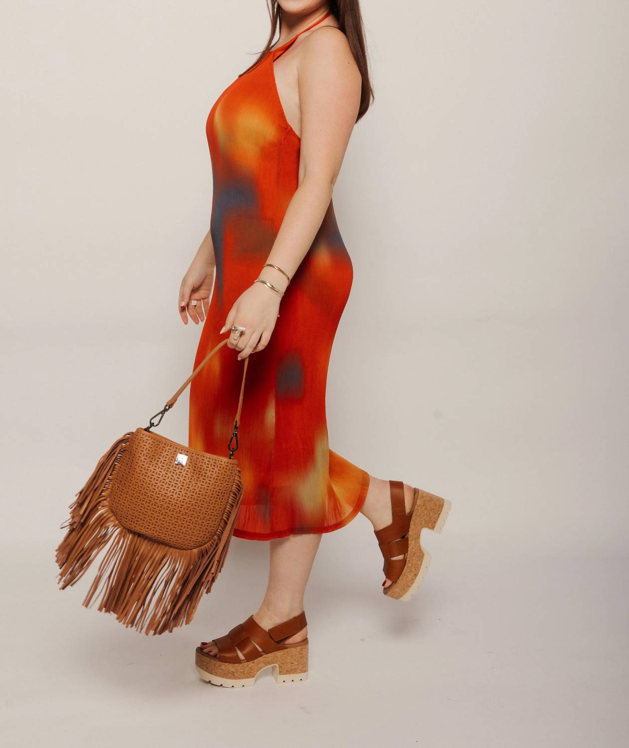 Thinking Mu - Flowers Pleated Miriam Midi Dress