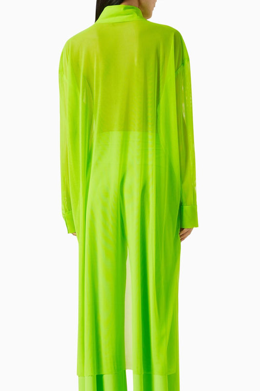 Norma Kamali - Hi Low Oversized Boyfriend Neck Shirt With Collar