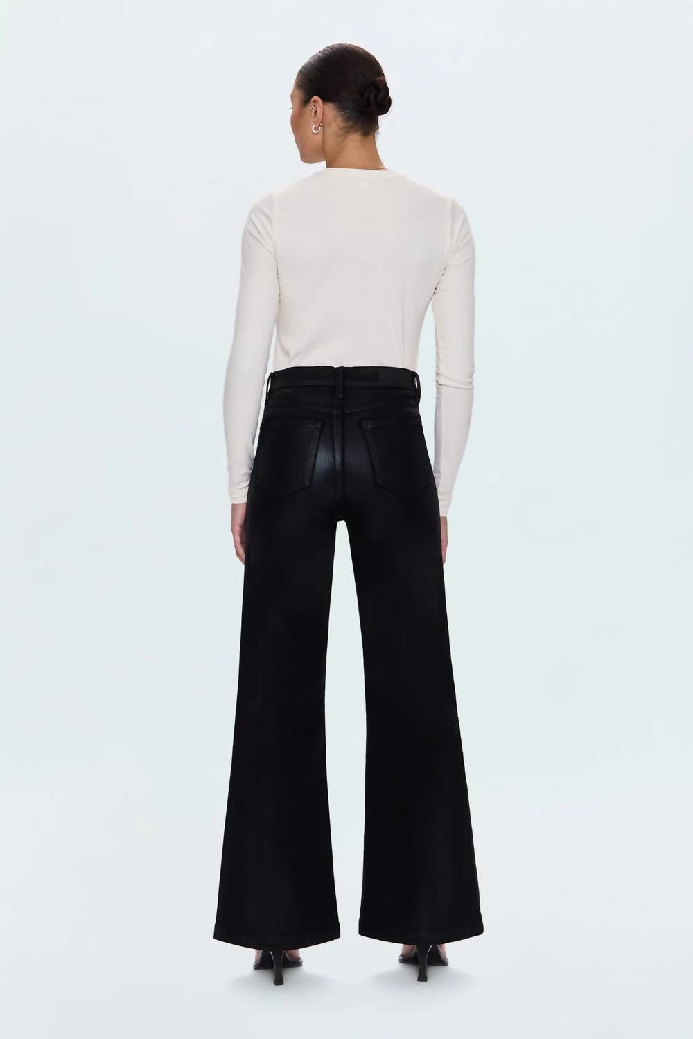 PISTOLA Lana High Rise Ultra Wide Jean in coated noir 2 - women's jeans - detail view