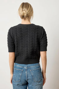 Lilla P - Short Sleeve Cardigan Sweater