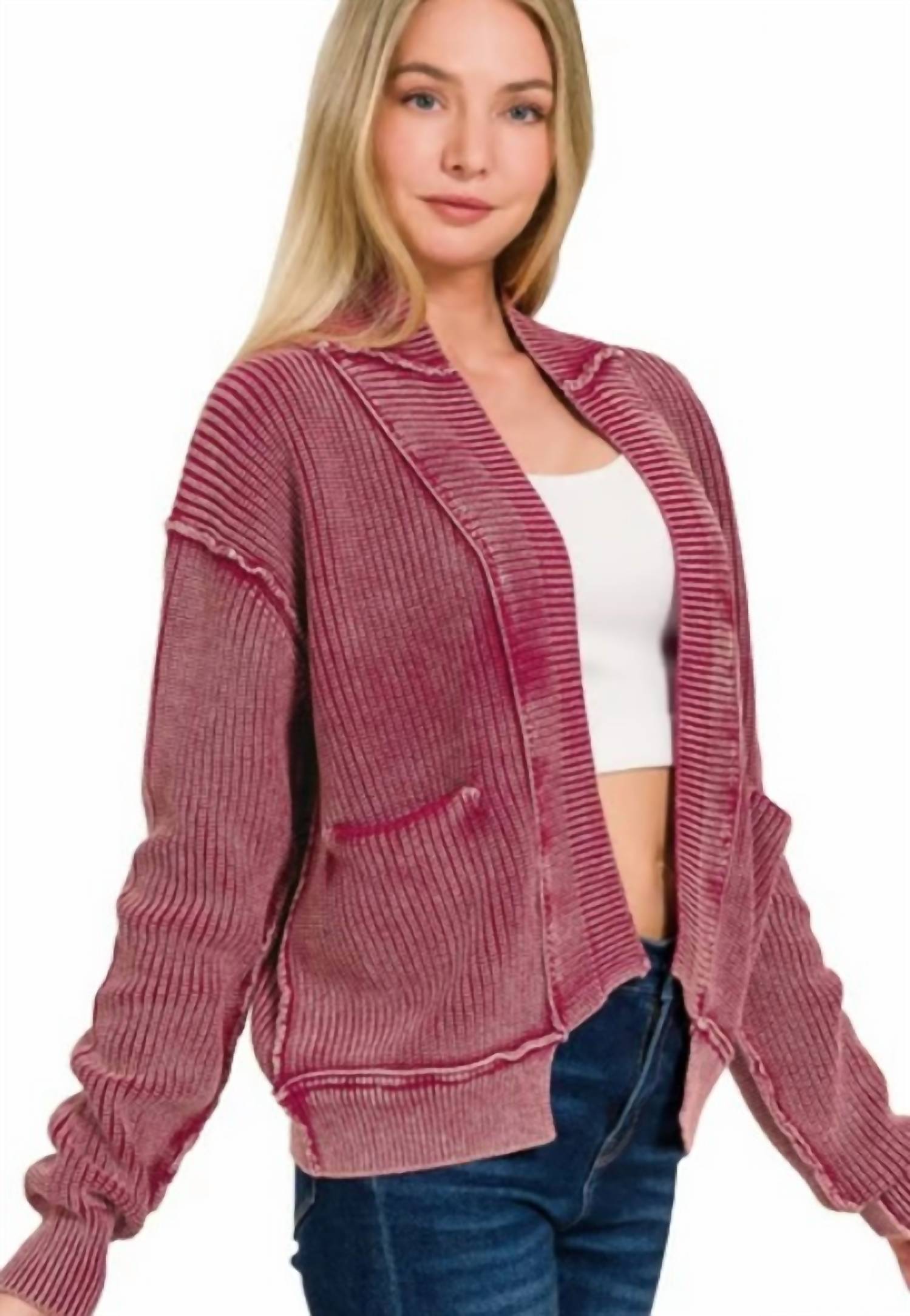 ZENANA Livin' on the Edge Jacket in cabernet - women's jacket - alternate view