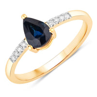 Diana M Jewels Women's Pear Natural Blue Sapphire Fashion Ring (0.86 Ct) - Delicate in 14k yellow gold - women's jewelry