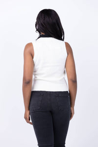 Central Park West Cece Sleeveless Neck Tie Sweater in ivory - women's sweater - alternate view