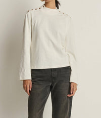 Nation LTD Neda Long Sleeve Top in porcelain 1 - women's long sleeve top