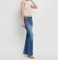 VERVET BY FLYING MONKEY Mid Rise Trouser Hem Flare Jean in gleefully - women's jeans - view 4