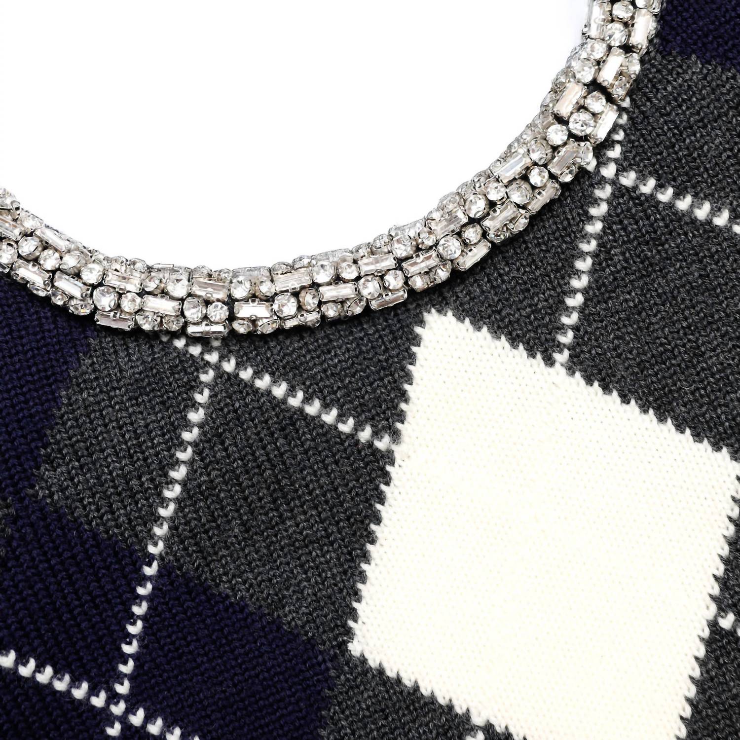 Self-Portrait - Argyle Crystal Trim Jumper