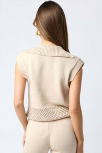 Olivaceous - Singer Collared Knit Top