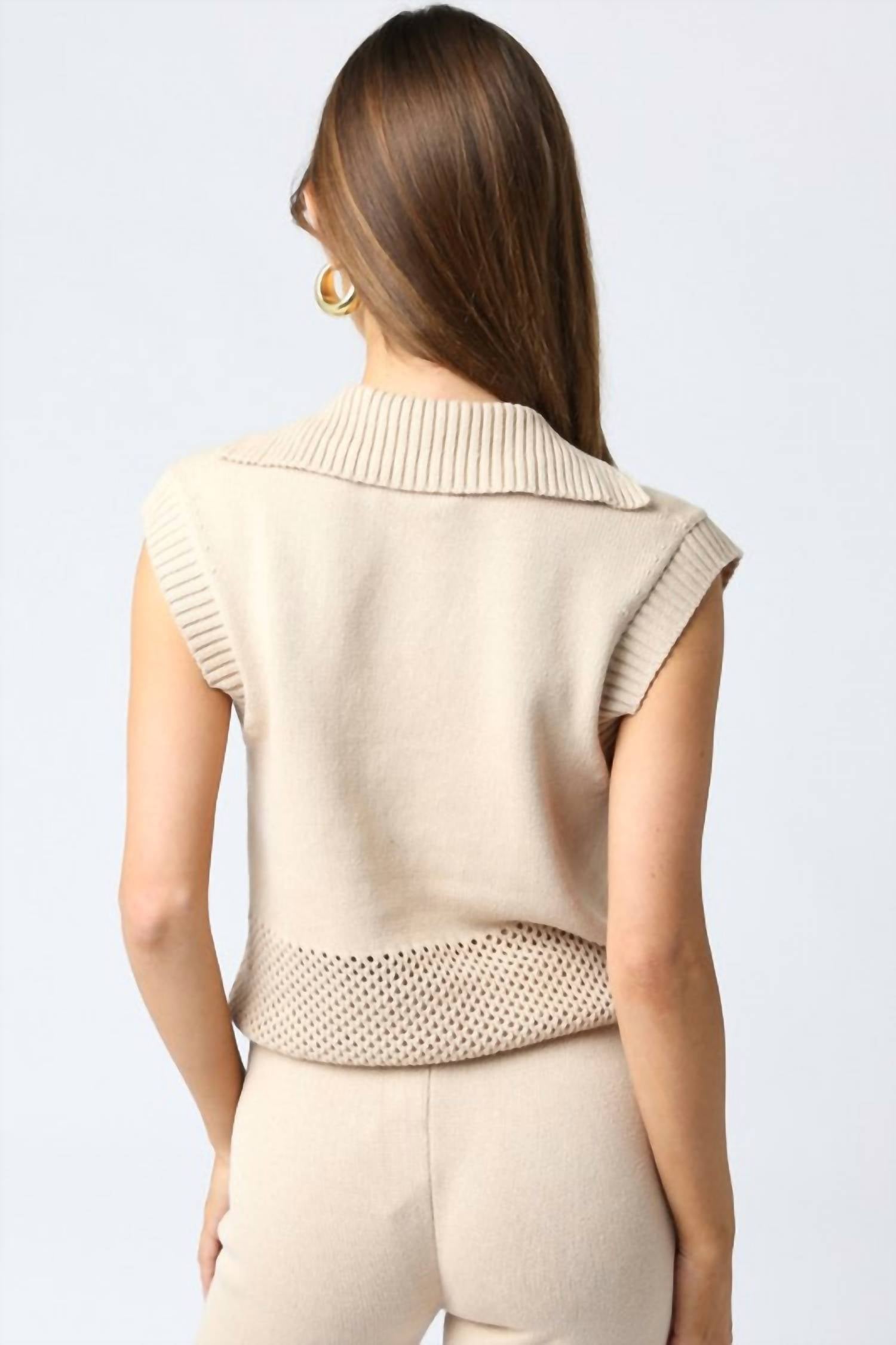 Olivaceous - Singer Collared Knit Top