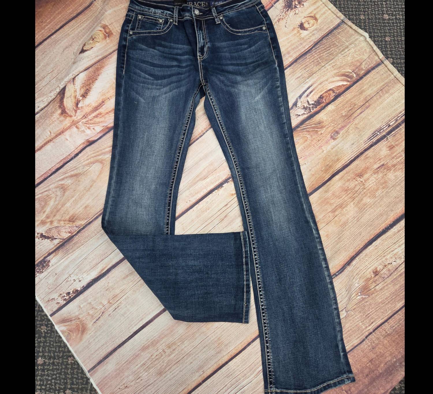 Grace In La - Basic Mid Rise Bootcut Jean