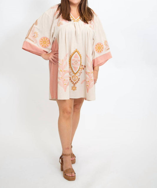 Bluivy - Boho Embroidered Babydoll Mini Dress