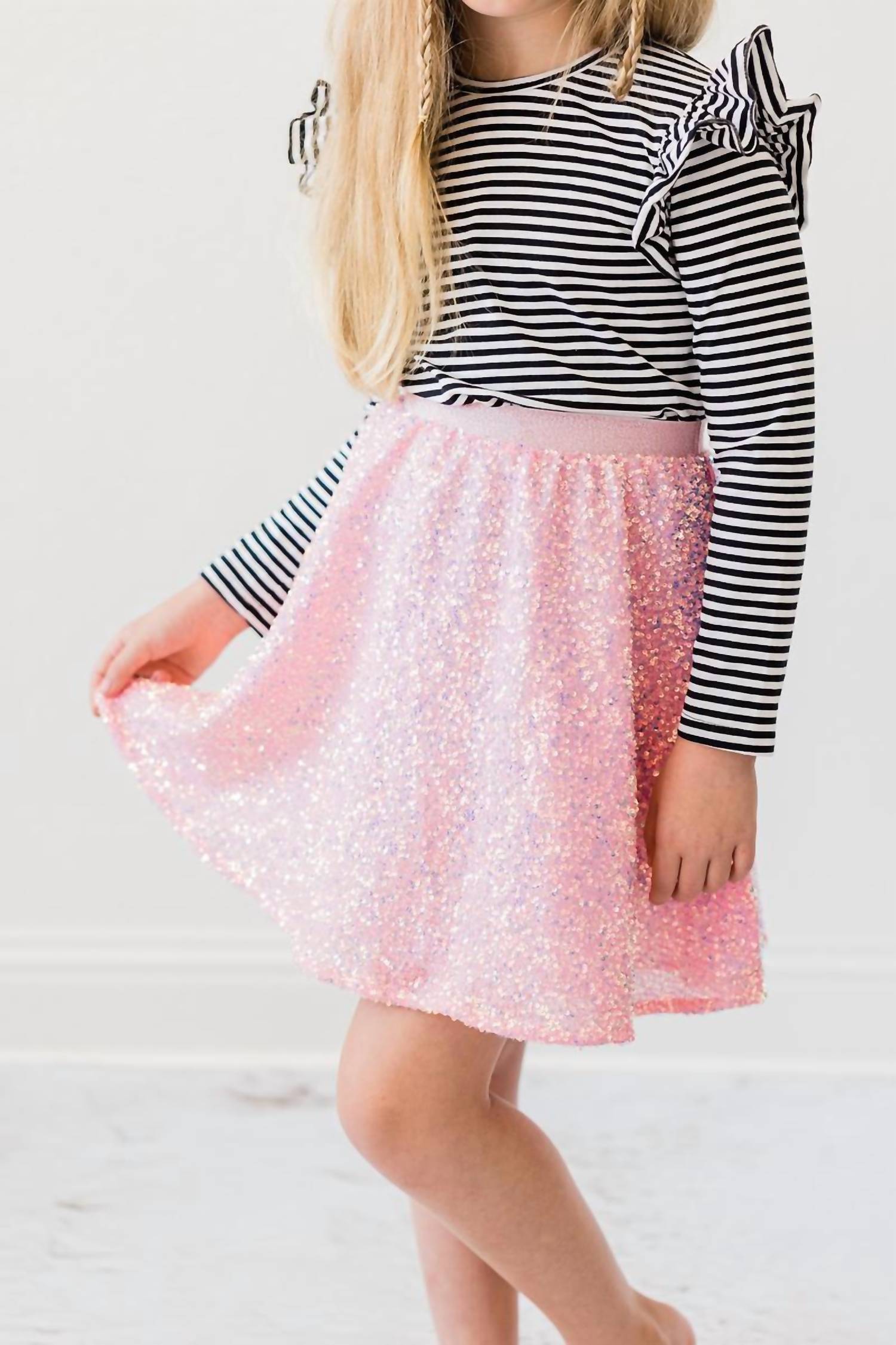 Mila & Rose Girls Sequin Twirl Skort in bubblegum - kids' item - detail view