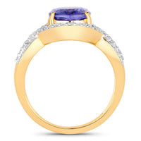 Diana M Jewels Women's Oval Natural Tanzanite Fashion Ring (3.56 Ct) - Signature Plus in 14k yellow gold - women's jewelry - alternate view