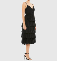 Mac Duggal - Ruffle Layered V-neck Midi Dress