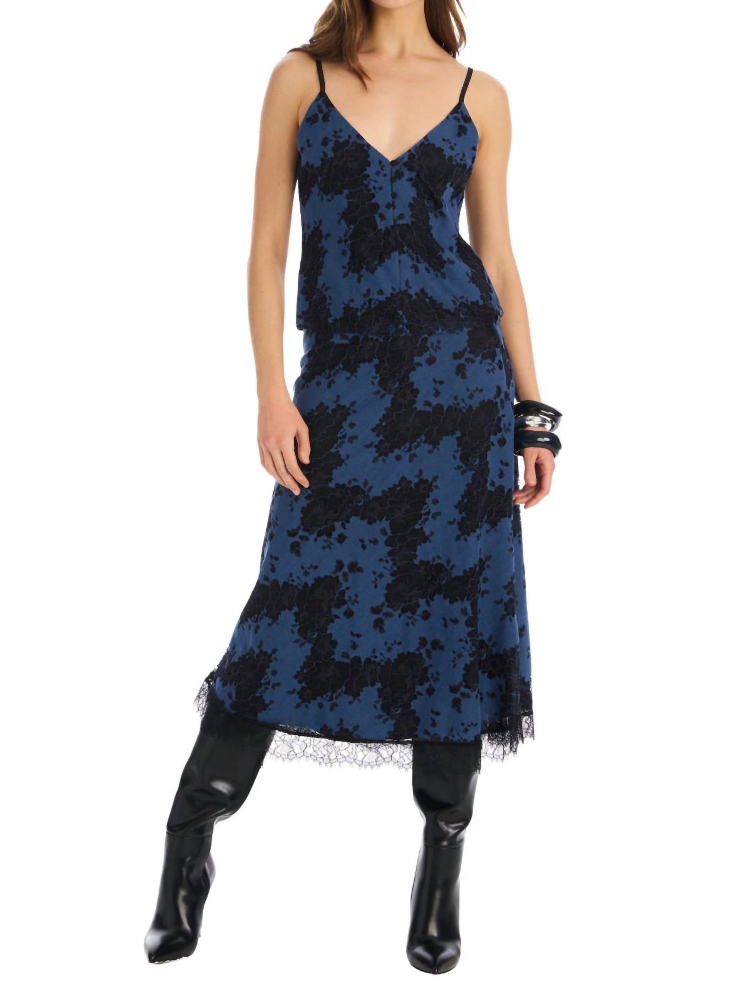 ALLISON NEW YORK Serena Tank Top in blue black - women's tank top