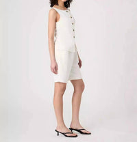 FRENCH CONNECTION Birdie Linen Bermuda Shorts in summer white - women's shorts - alternate view