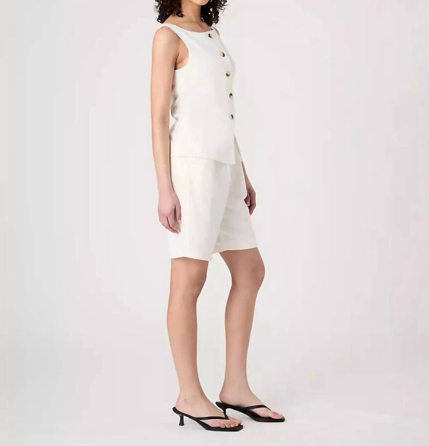 FRENCH CONNECTION Birdie Linen Bermuda Shorts in summer white - women's shorts - alternate view