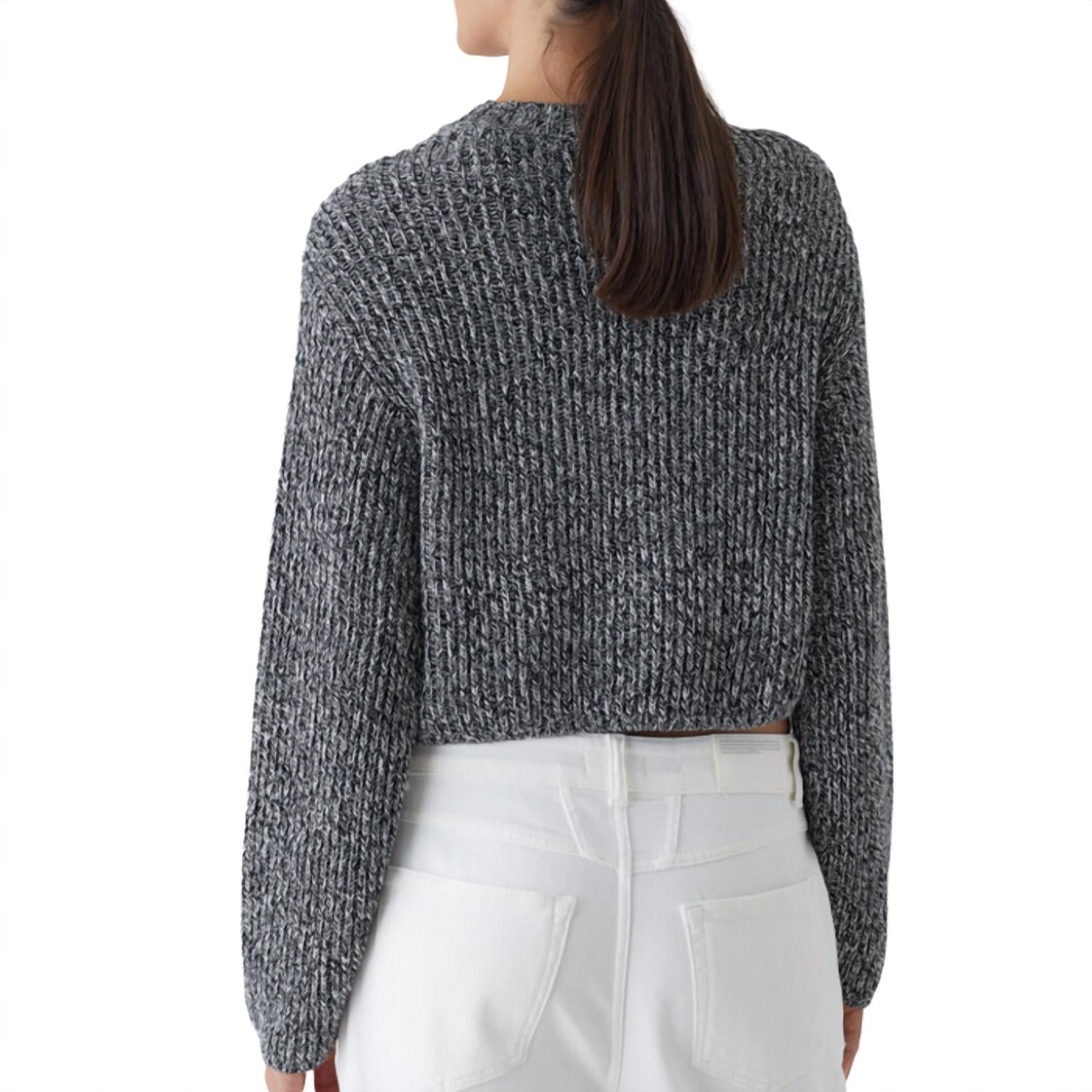 CLOSED Women's Pure Organic Cotton Crew Neck Top in black - women's sweater - detail view
