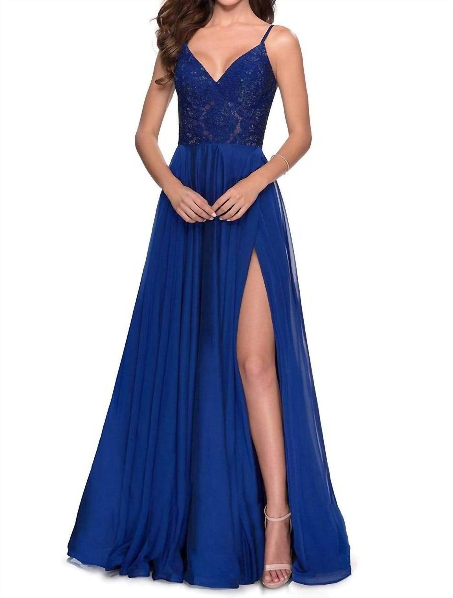La Femme - Sparkle Lace Chiffon Gown