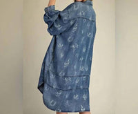 Easel - Long Sleeve Western Button Down Dress
