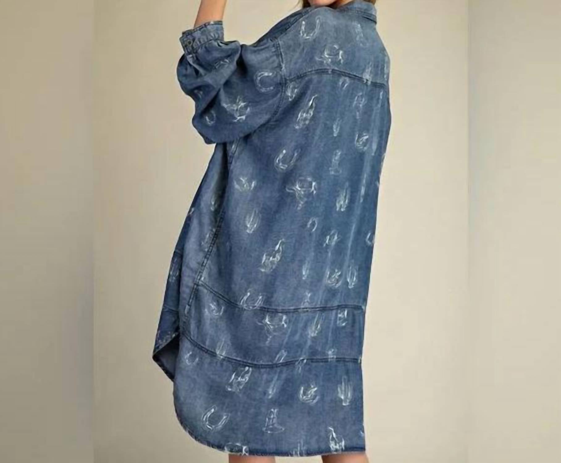Easel - Long Sleeve Western Button Down Dress