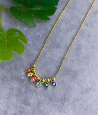 Allyanna Gifts - Women's Sterling Silver Gold Plated Enamel Evil Eye Beaded Necklace