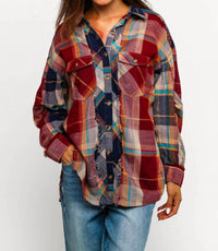 KORI Checkmate Colorblock Shirt in red - women's shirt