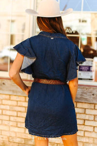 Lucky & Blessed - Ruffle Stretch Denim Dress
