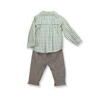Babidu Boy's Checkered Trousers Set in green - item - detail view