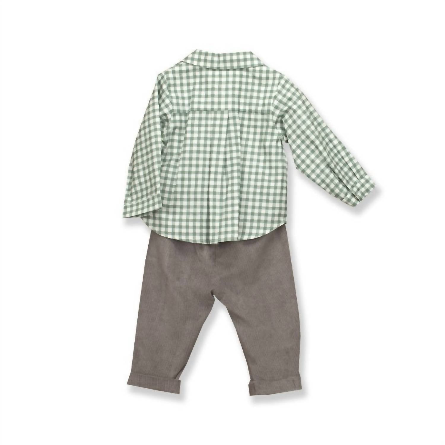 Babidu Boy's Checkered Trousers Set in green - item - detail view