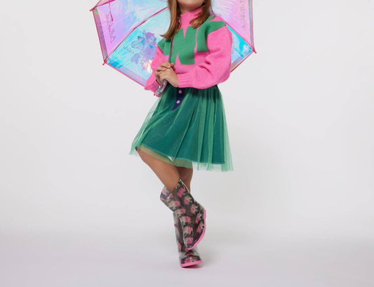 Billieblush - Mesh Overlay Denim Skirt