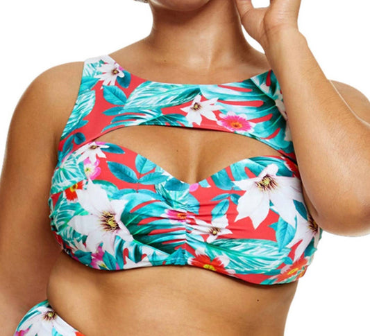 Fashion To Figure - Martinique Floral Sweetheart Cut Out Bikini Top