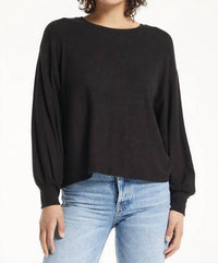 Z Supply Mira Marled Top in black - women's long sleeve top