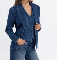 Level99 - Coco Denim Long Sleeve Blazer